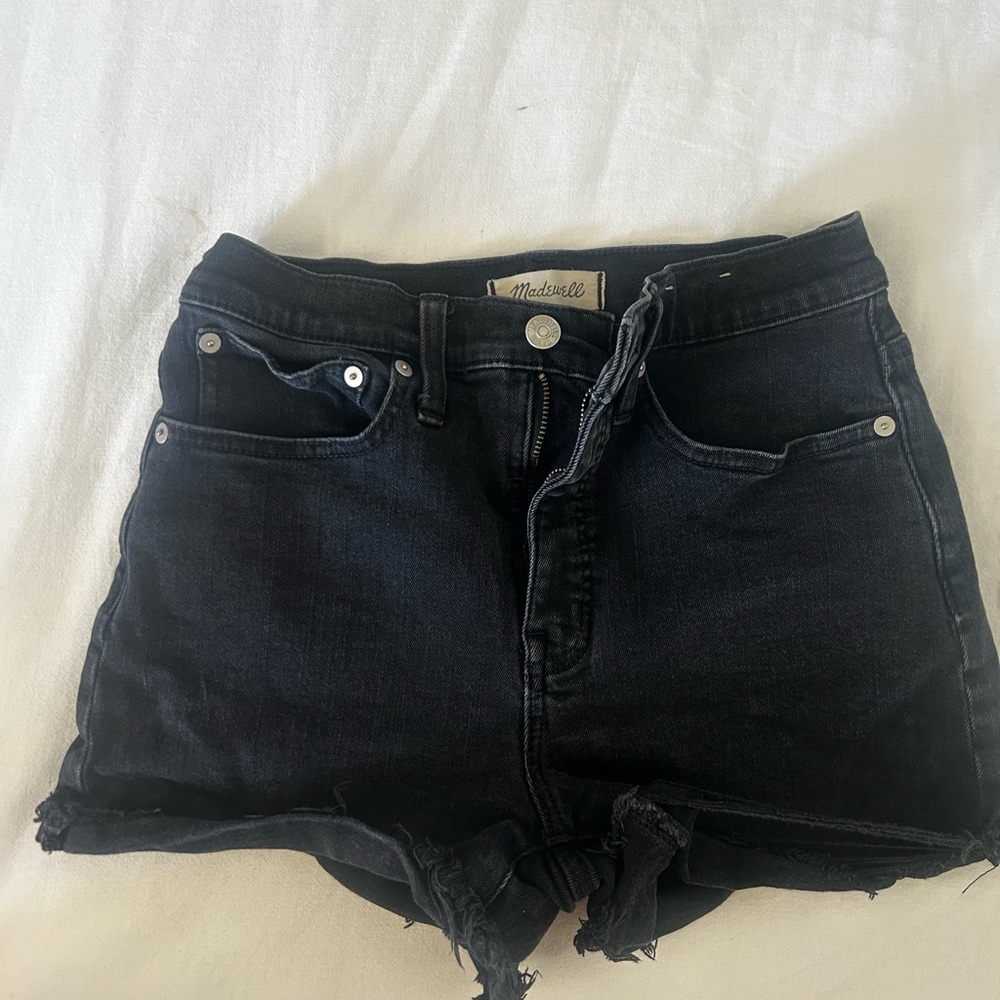 Madewell Black Raw-Hem Denim Shorts